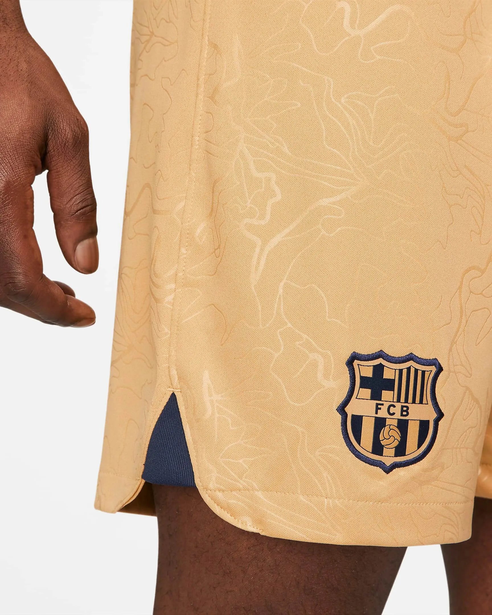 Nike 2022-23 FC Barcelona Stadium Away Shorts - Club Gold-Obsidian (Detail 1)