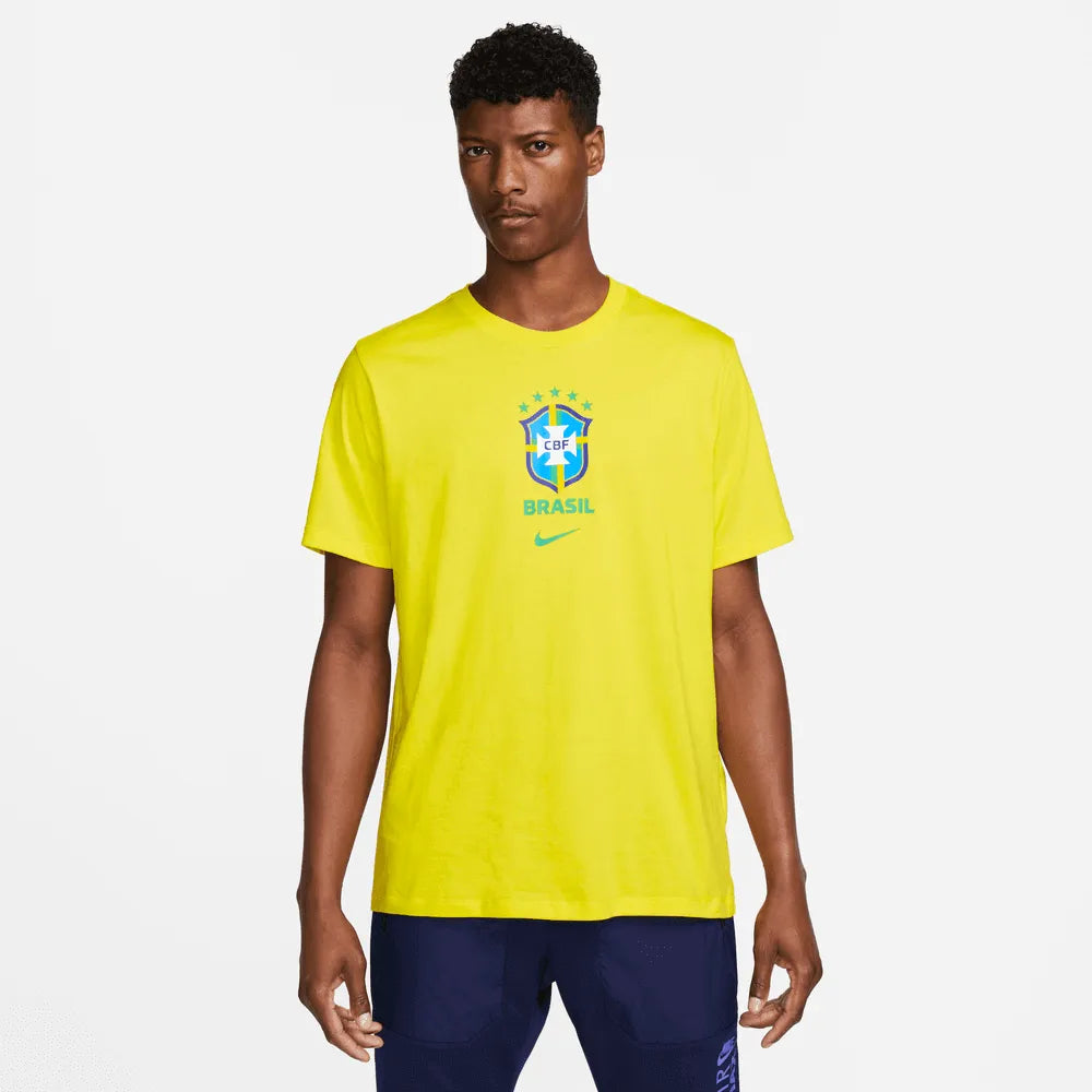 Nike 2022-23 Brazil Crest Tee - Yellow (Model - Front)