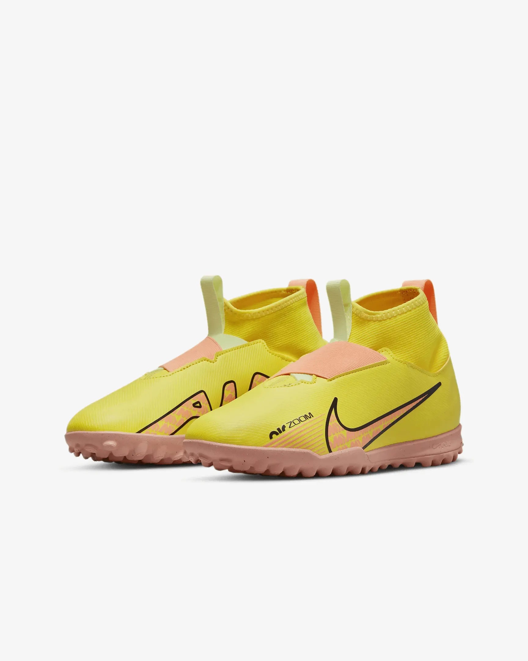 Nike JR Zoom Superfly 9 Academy Turf - Yellow Strike-Sunset Glow (Pair - Diagonal)