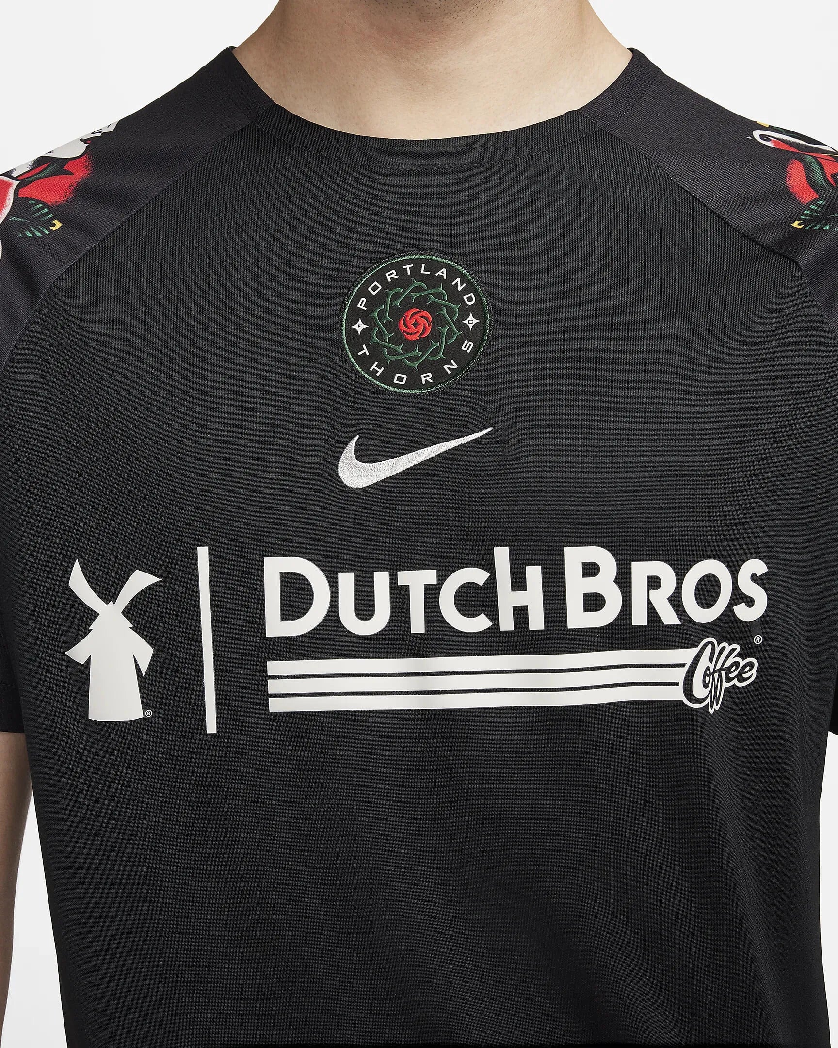 Nike 2023 Portland Thorns Pre-Match Training Jersey - Black - Red (Detail 2)