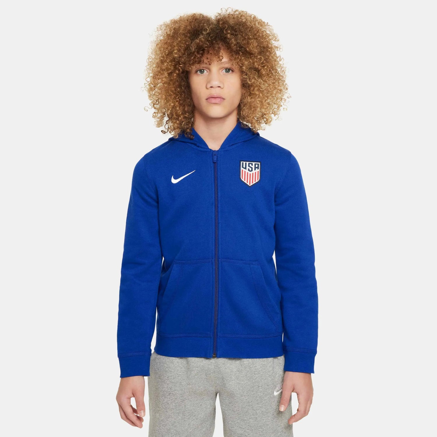 Nike blue polyester terry jacket sales