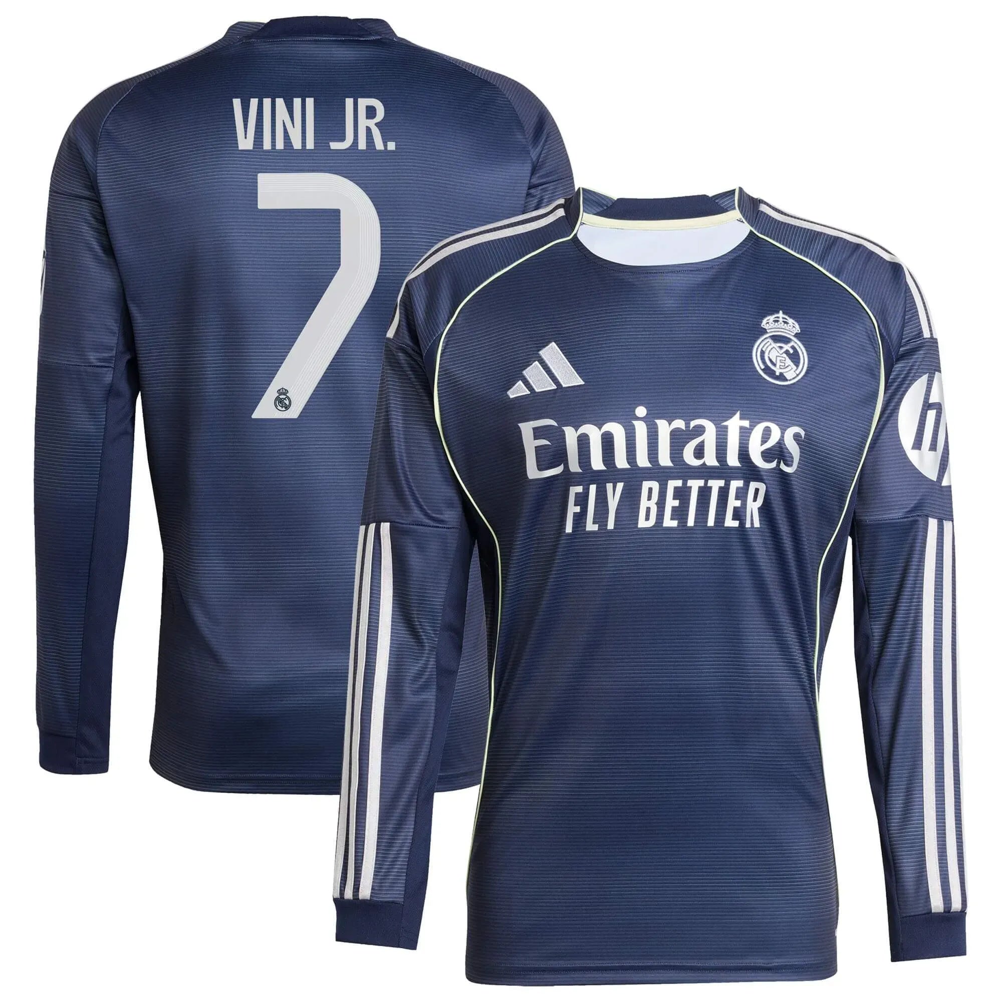 adidas 2025-26 Real Madrid Men's Stadium Away Long-Sleeve Soccer Jersey (Vini JR.)