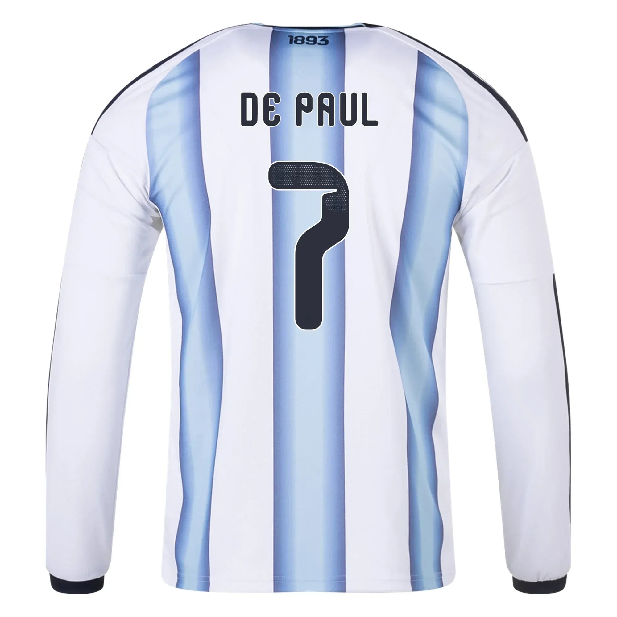 adidas 2026 Argentina Men's Stadium Home Long-Sleeve Soccer Jersey (De Paul)