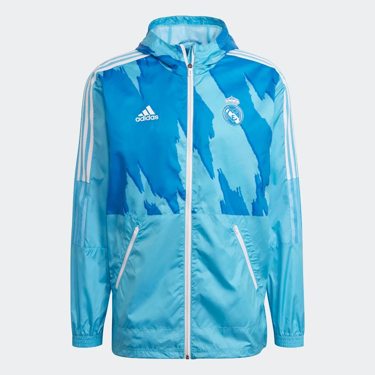 Adidas 2021 Real Madrid Windbreaker Jacket - Bright Cyan (Front)