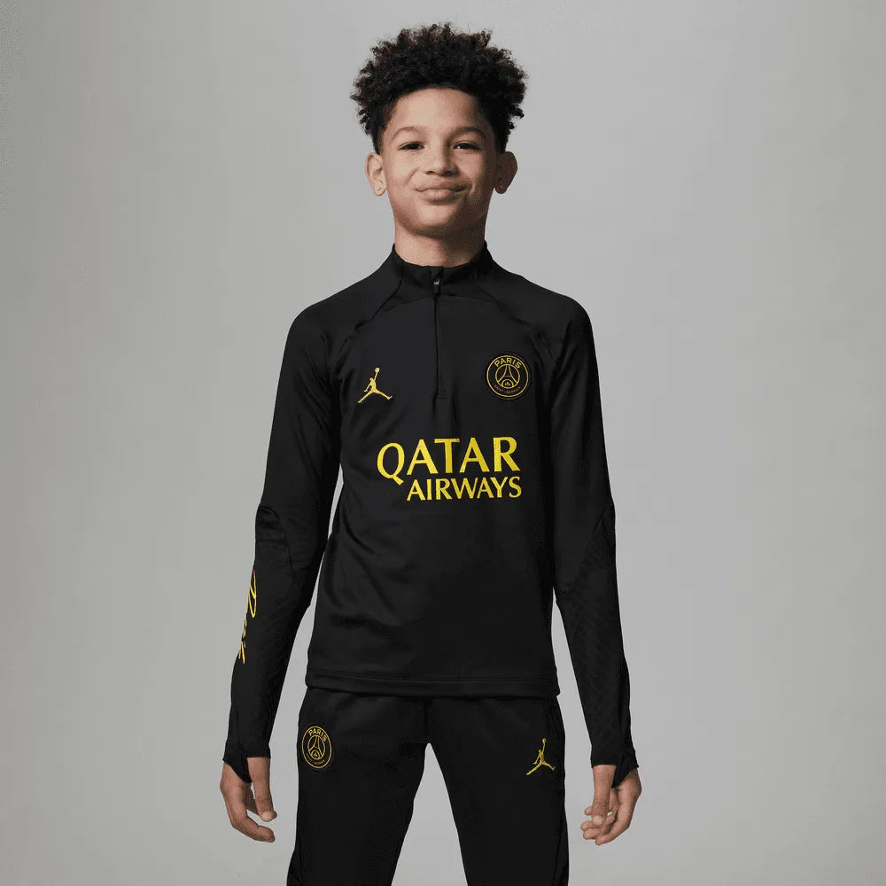 Jordan 2022-23 Youth PSG Strike Drill Top - Black - Yellow (Model - Front)