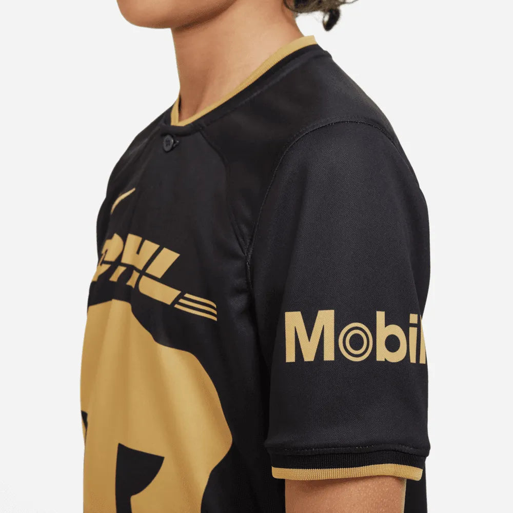 Nike 2023 Pumas Kids Third Jersey - Black - Gold (Detail 2)