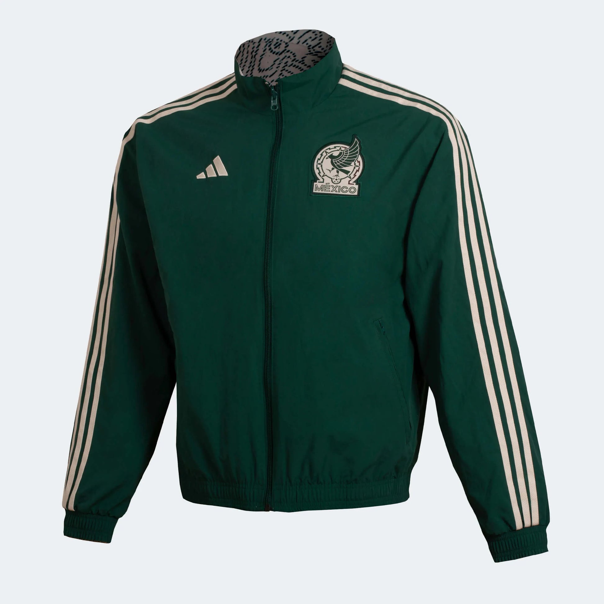 adidas 2022-23 Mexico Anthem Jacket Green Green-White (Diagonal - Front)