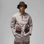 Jordan 2022-23 PSG Woven Jacket - Black-Bright Crimson (Model - Front)
