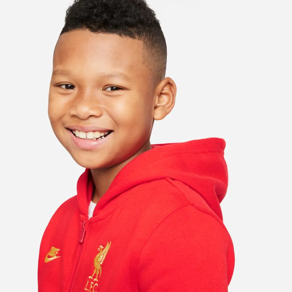 Nike 2021-22 Liverpool Youth NSW Full-Zip Club Hoodie - Rush Red (Detail 1)