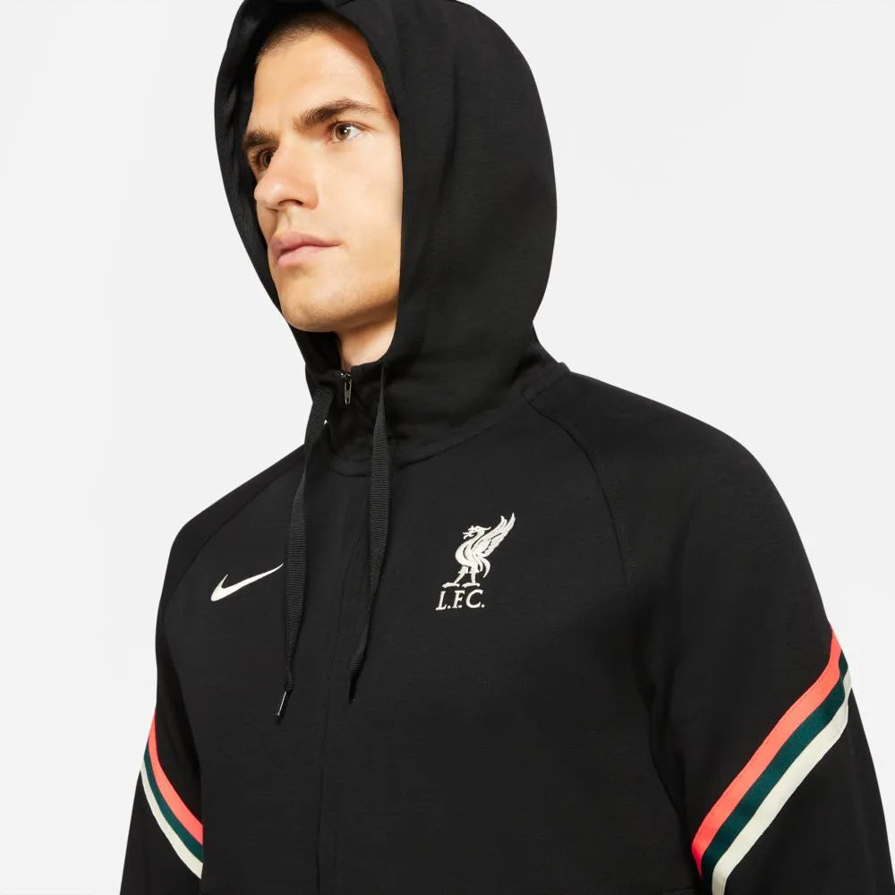 Nike 2021-22 Liverpool Half-Zip Travel Fleece Hoodie - Black (Detail 1)
