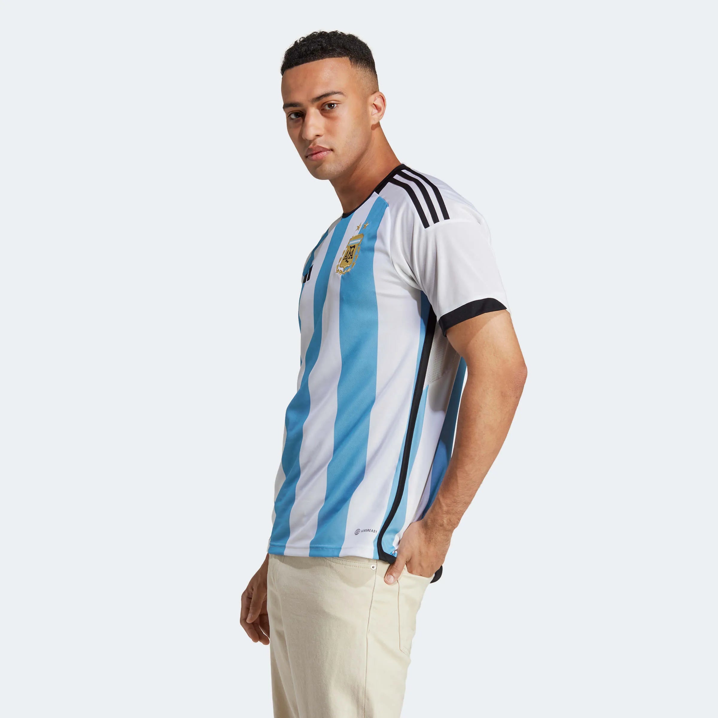 adidas 2022-23 Argentina Home Jersey - White-Light Blue (Model - Side)