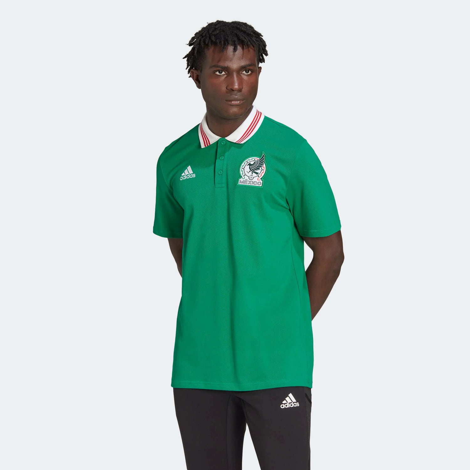 adidas 2022-23 Mexico DNA Polo Shirt - Vivid Green (Model - Front)