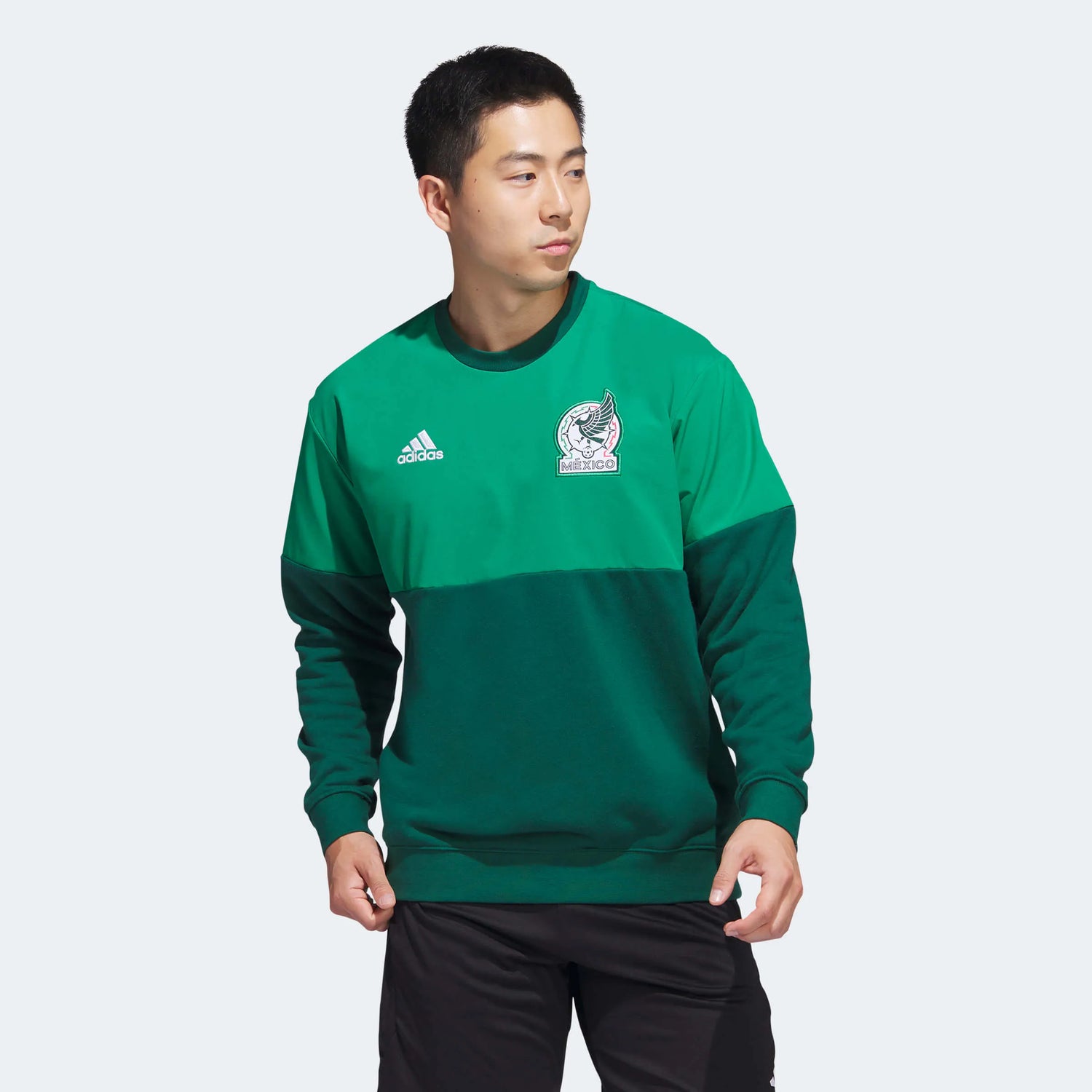 adidas 2022-23 Mexico Crew Sweatshirt - Green (Model - Front)