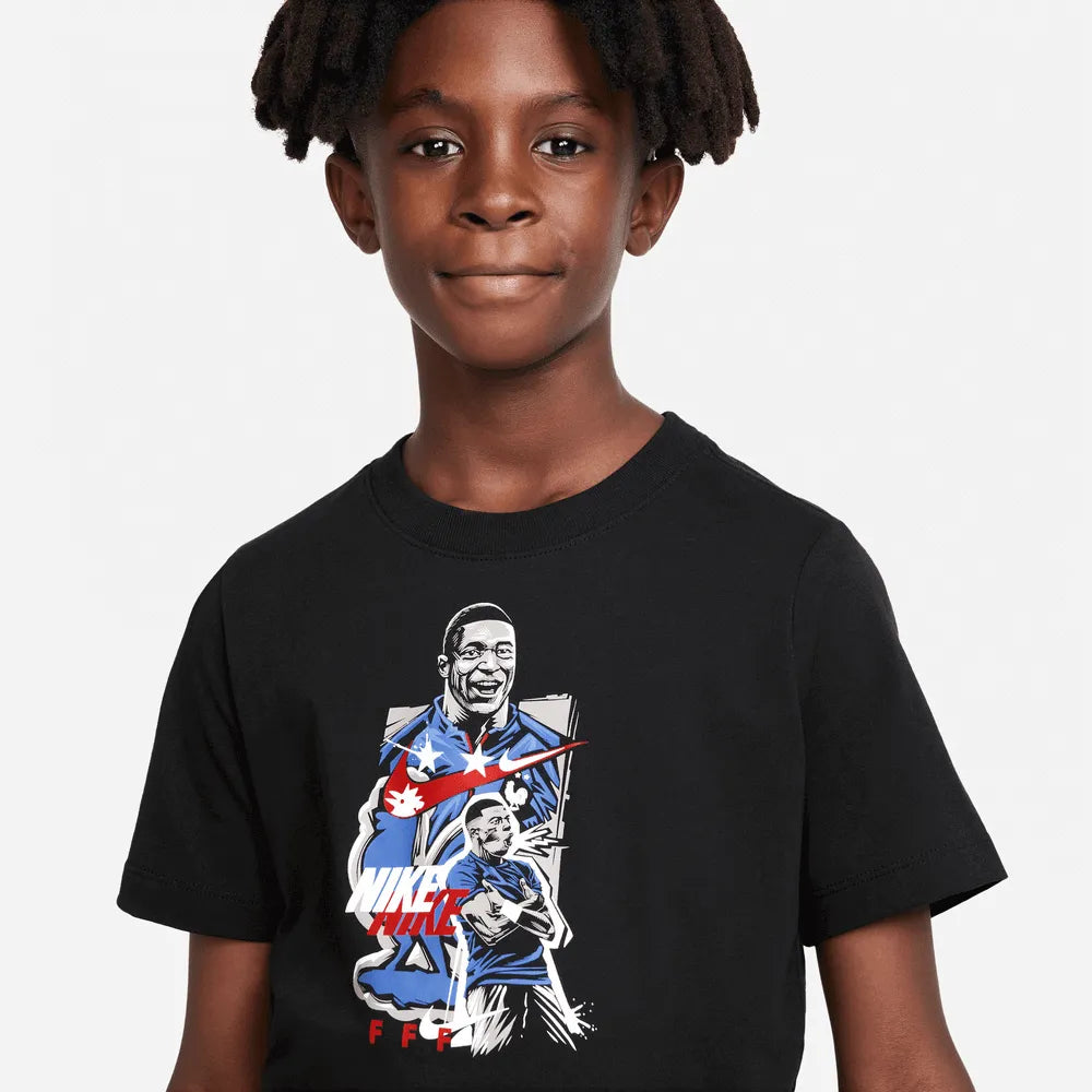 Nike 2022-23 France Youth Mbappe Tee - Black (Detail 1)