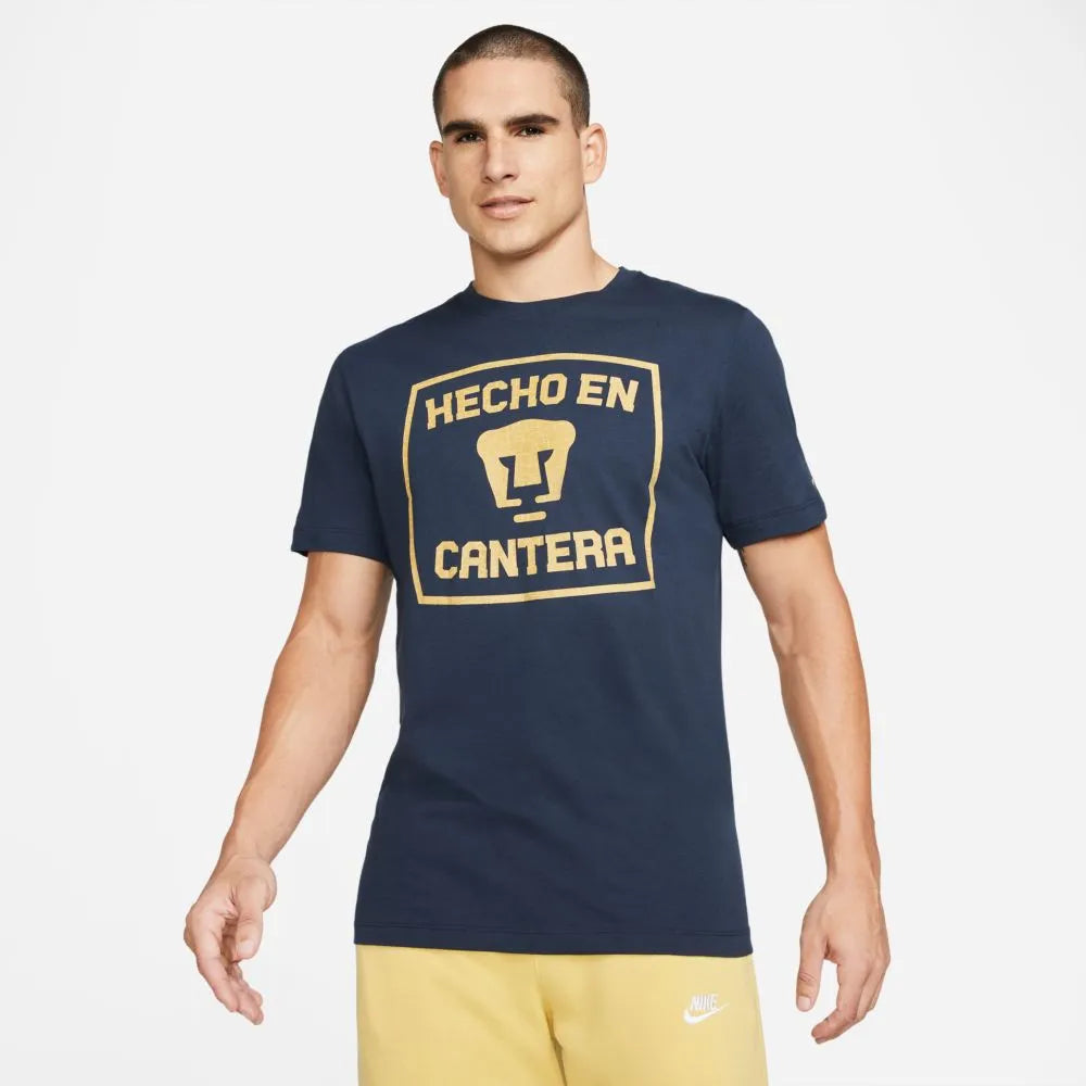 Nike 2021-22 Pumas Voice Tee - Navy-Gold (Model - Front)