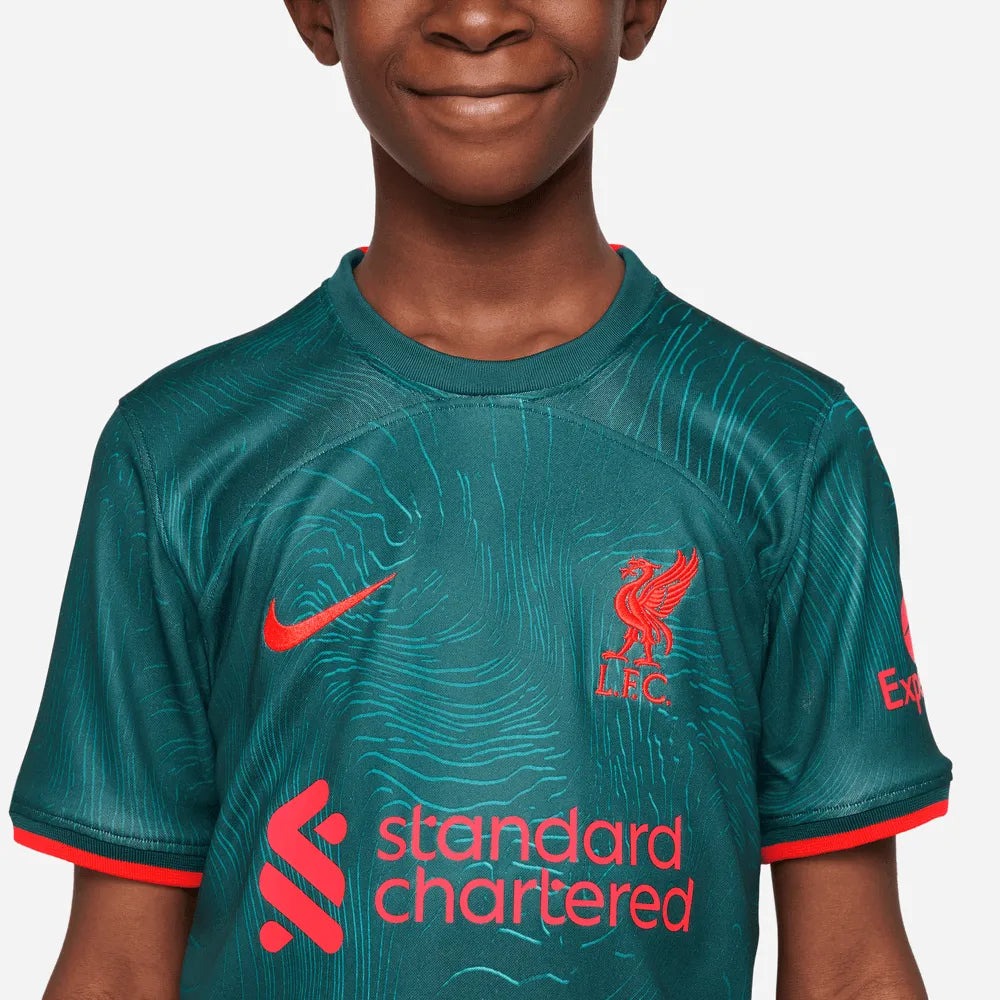 Nike 2022-23 Liverpool Youth Third Jersey - Atomic Teal-Siren Red (Detail 2)