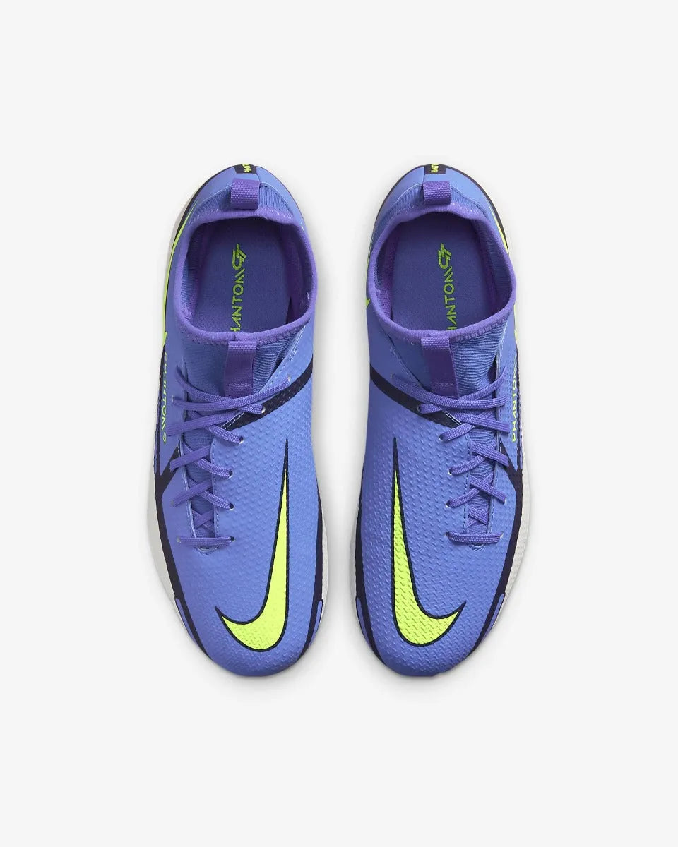 Nike JR Phantom GT2 Academy DF FG-MG - Sapphire-Volt-Grey (Pair - Top)