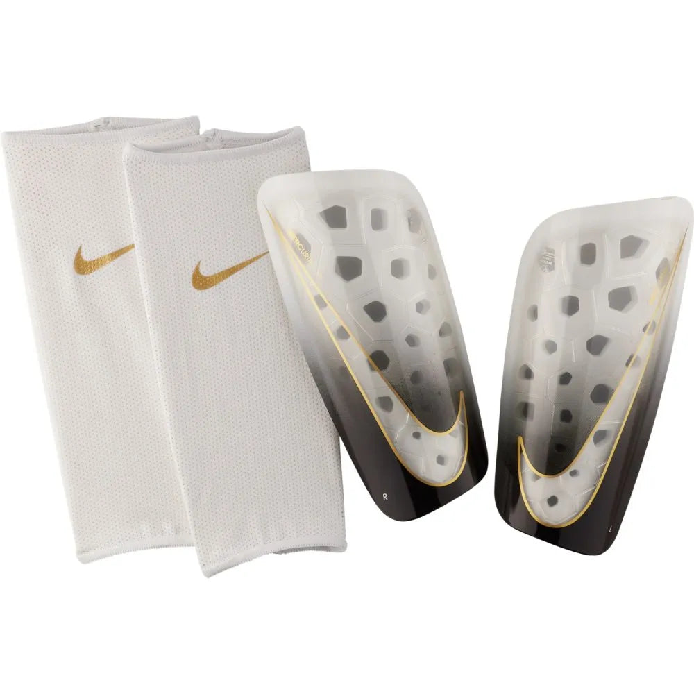 Nike Mercurial Lite Shinguards-White-Black-Gold