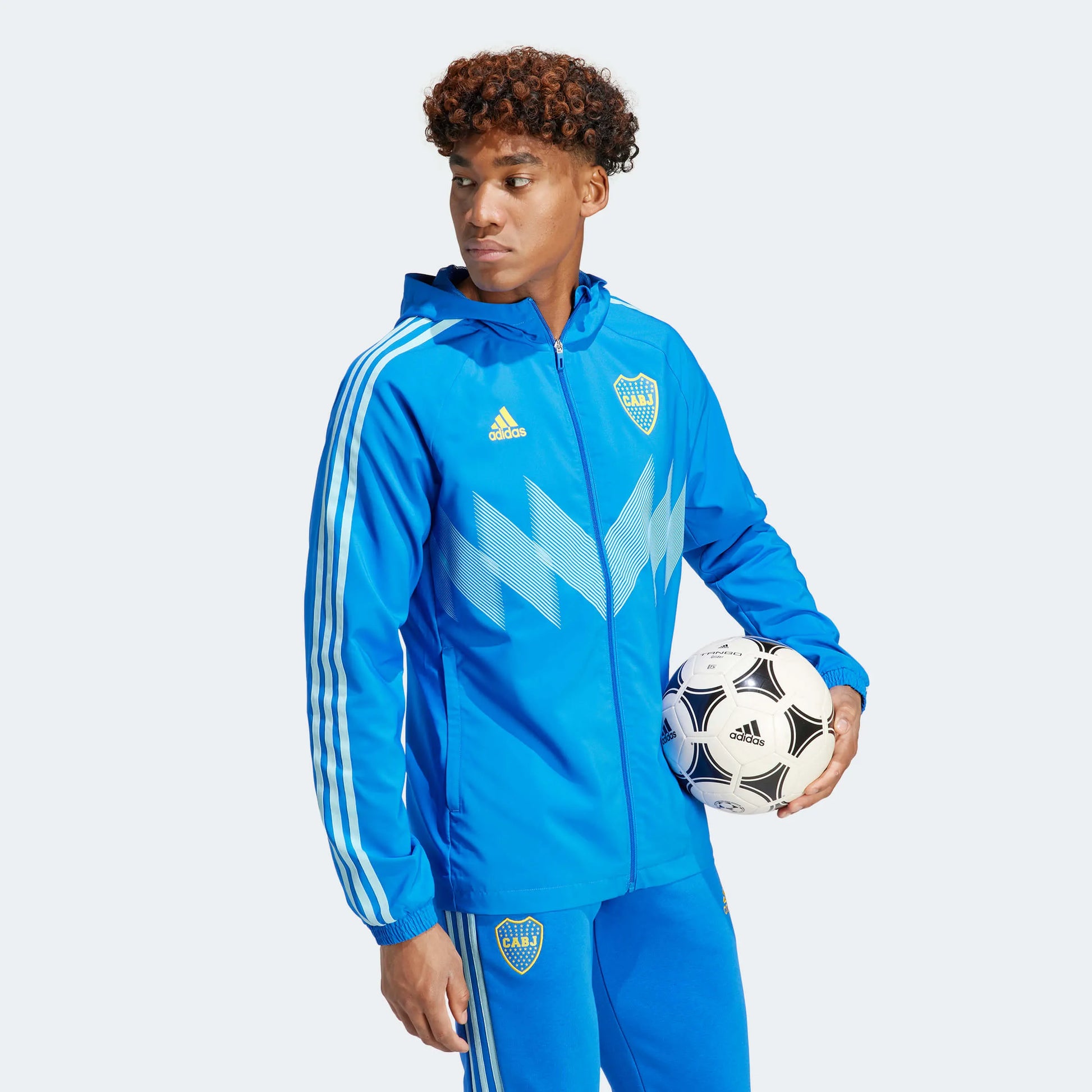 adidas 2023 Boca Juniors Graphic Windbreaker - Blue-Light Blue (Model - Side)