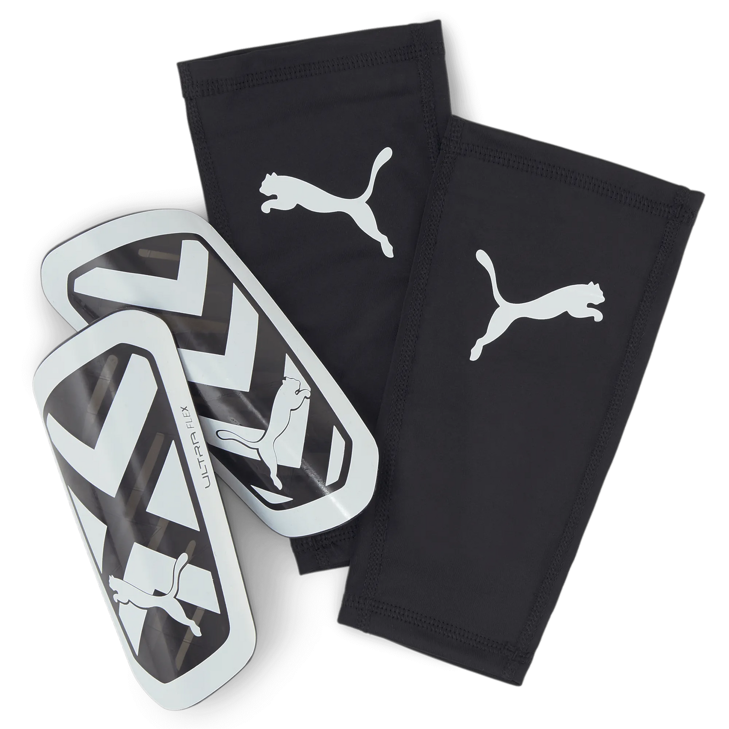 Puma Ultra Flex Sleeve Shin Guards - Black - White (Set)