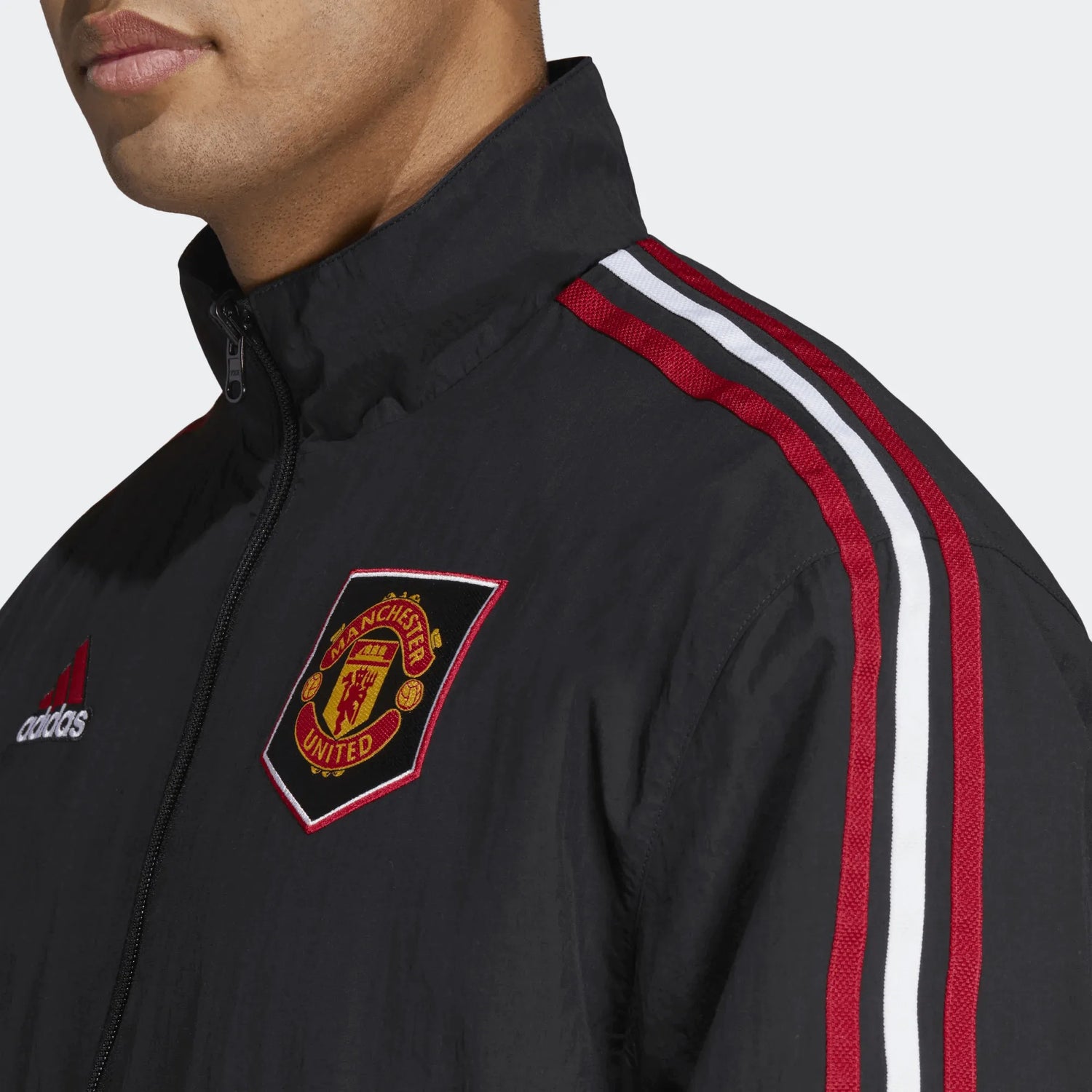 adidas 2023 Manchester United Anthem Jacket - Black (Detail Reversible)