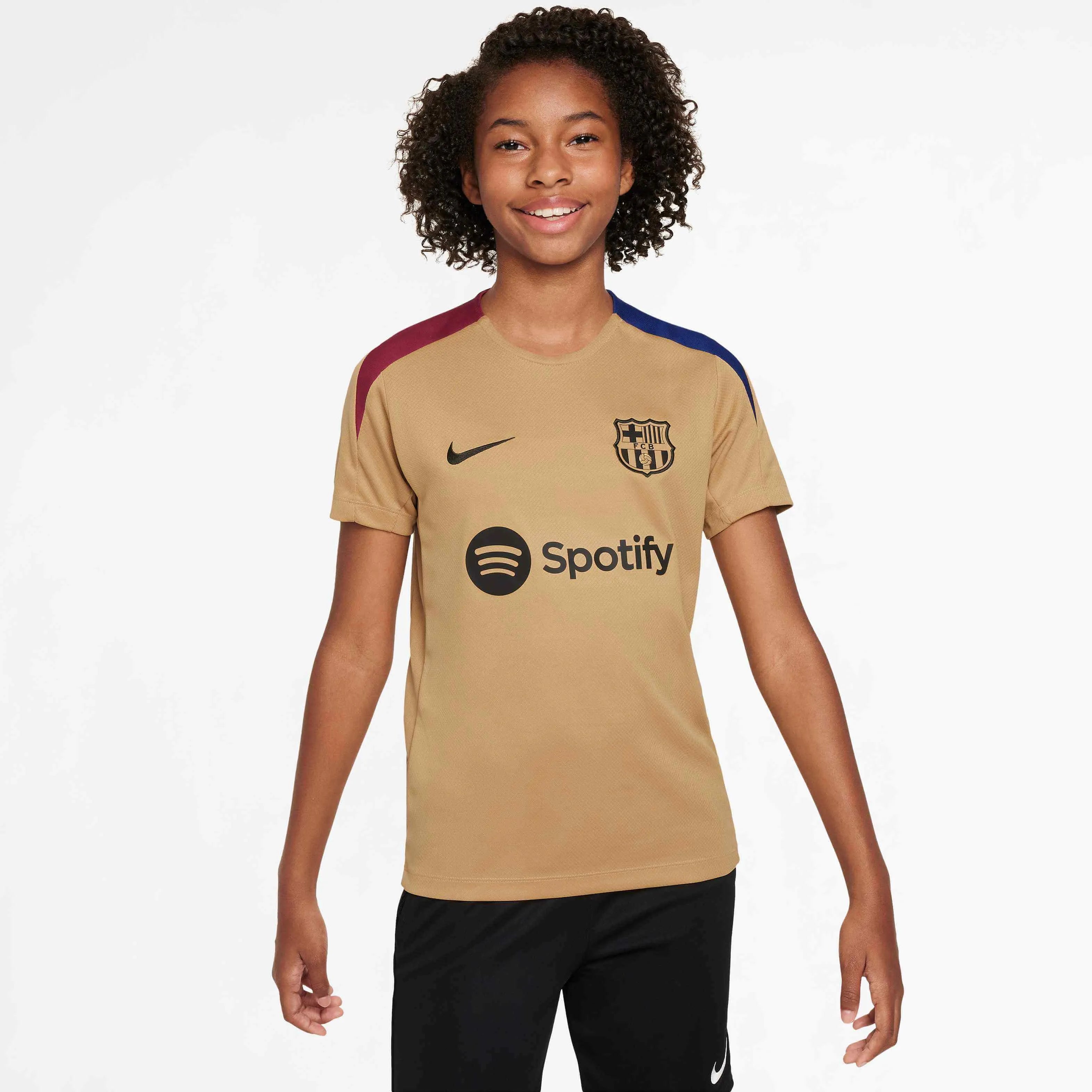 Nike 2024-25 Barcelona Youth Strike Top Club Gold (Model - Front)