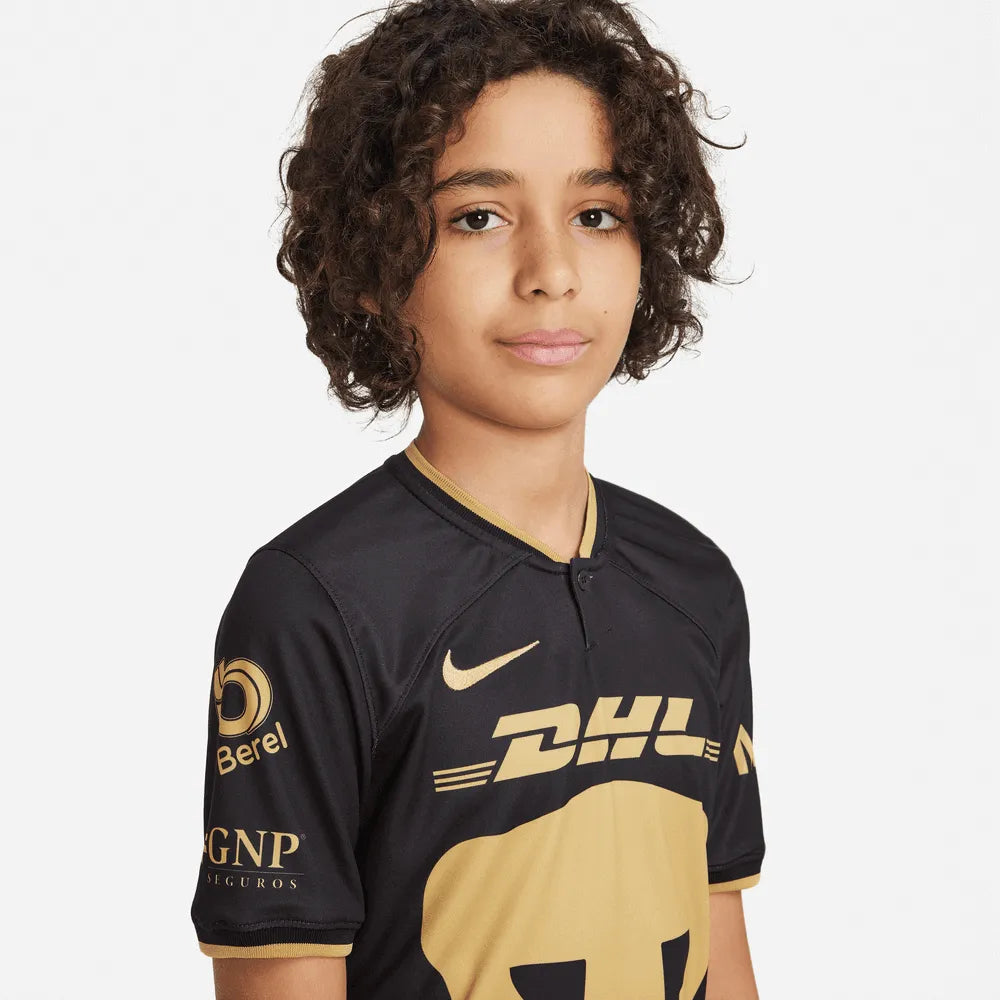 Nike 2023 Pumas Kids Third Jersey - Black - Gold (Detail 1)