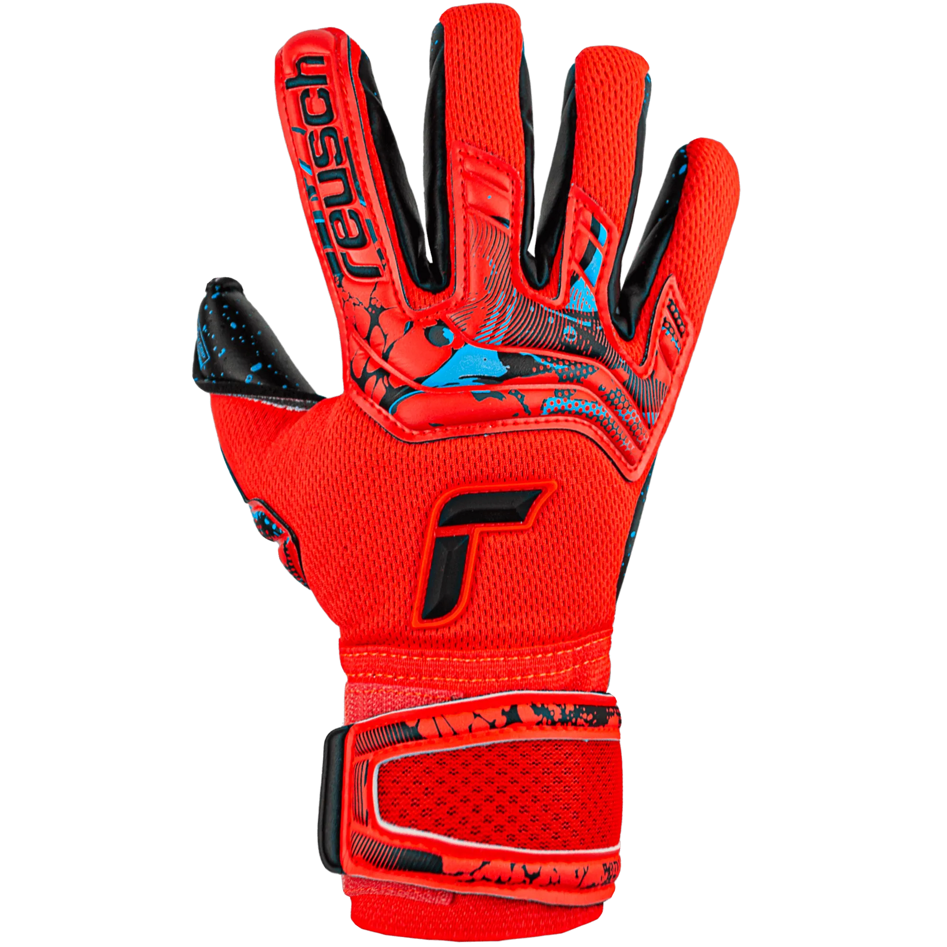 Reusch JR Attrakt Fusion FS Guardian Goalkeeper Gloves - Bright Red-Blue-Black (Single - Outer)