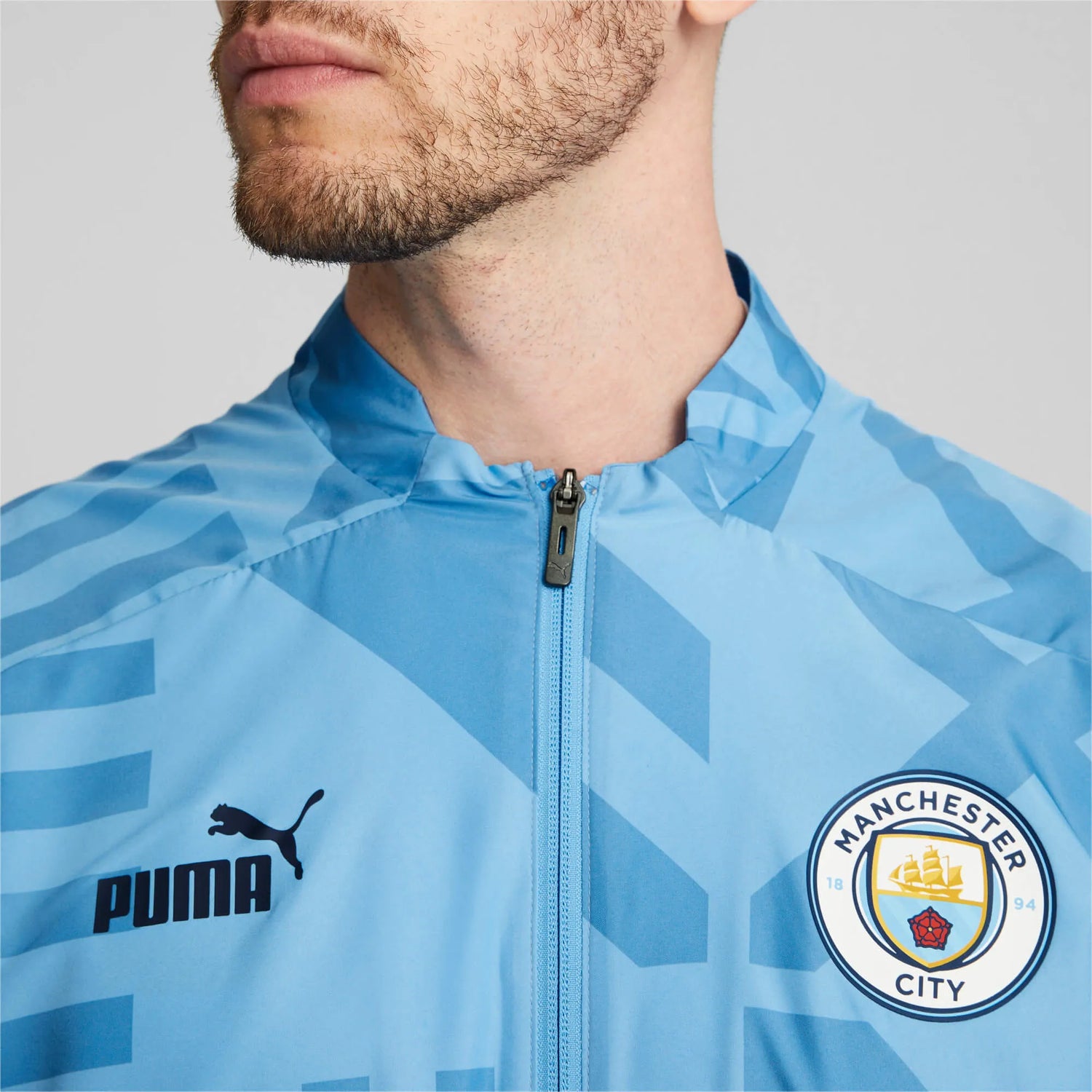 Puma 2022-23 Manchester City Pre-Match Jacket - Light Blue (Detail 1)