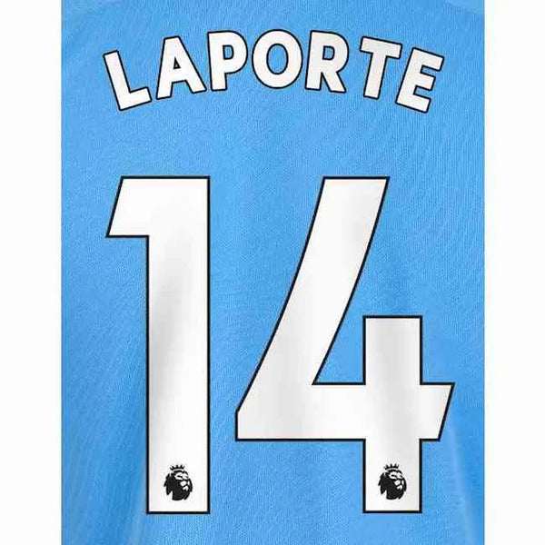 Man City 2019/20 Home Laporte #14 Jersey Name Set-White