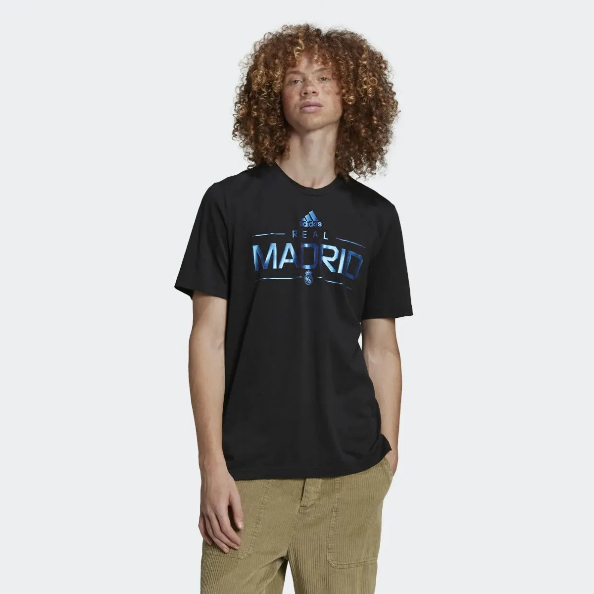 adidas 2022-23 Real Madrid Graphic Tee - Black-Blue (Model - Front)
