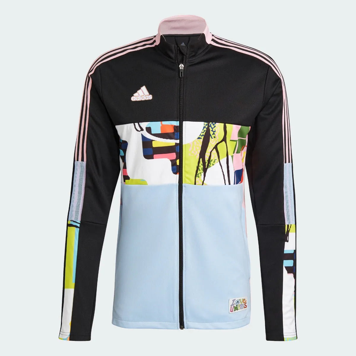 Adidas Love Unites Tiro Track Jacket - Black-Pink-Light Blue (Front)