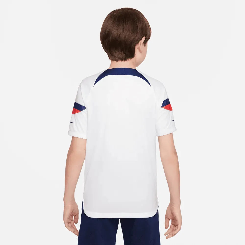 Nike 2022-23 USA Home Youth Jersey White-Loyal Blue (Model - Back)