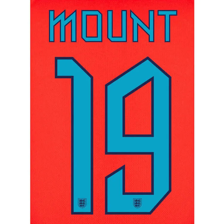 England 2022-23 Away Mount #19 Jersey Name Set (Back)