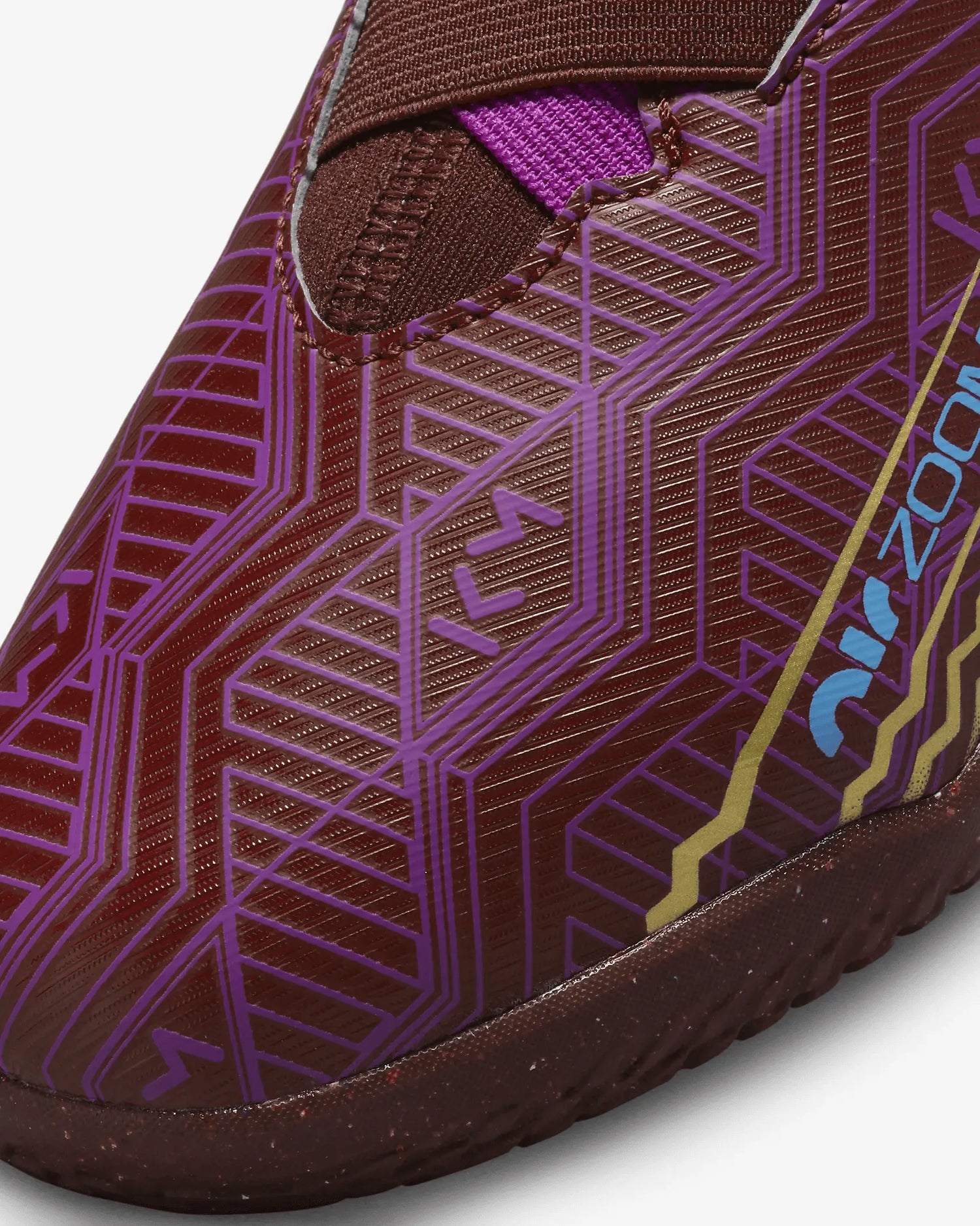 Nike Jr Zoom Superfly 9 Academy KM Indoor - Dark Beetroot-Gold (Detail 1)