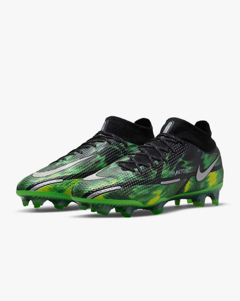 Nike Phantom GT2 Elite DF SW FG - Black-Green Strike (Pair - Diagonal)