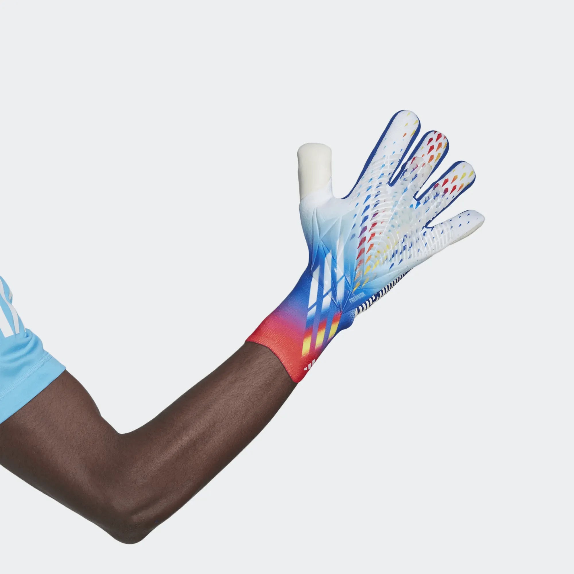 adidas Predator Edge GL Pro Goalkeeper Gloves - White-Bright Cyan (Single - Outer)