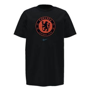 Nike 2021-22 Chelsea Youth Evergreen Crest Tee - Black-Orange (Front)