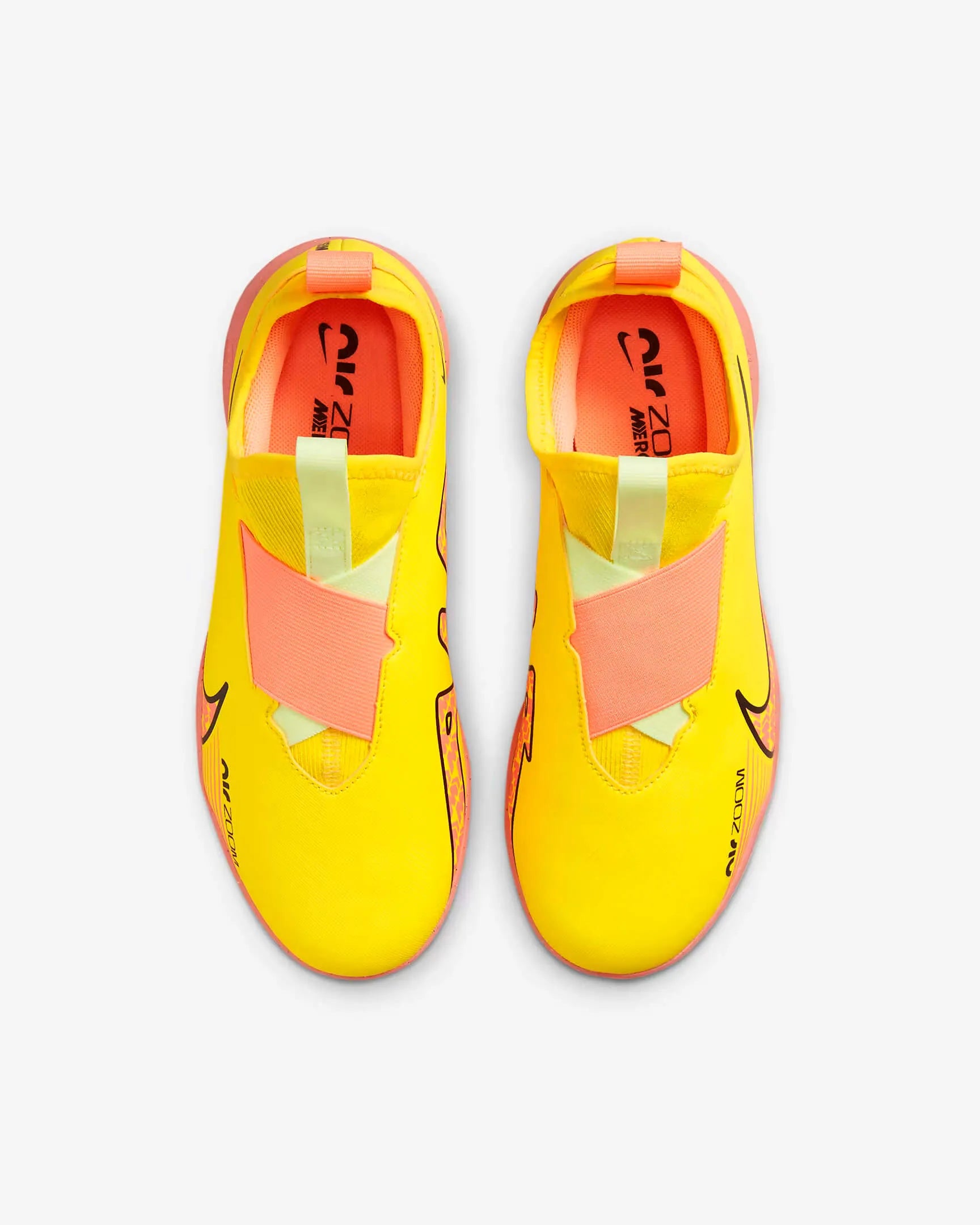 Nike Kids Zoom Vapor 15 Academy Indoor - Yellow Strike-Sunset Glow (Pair - Top)