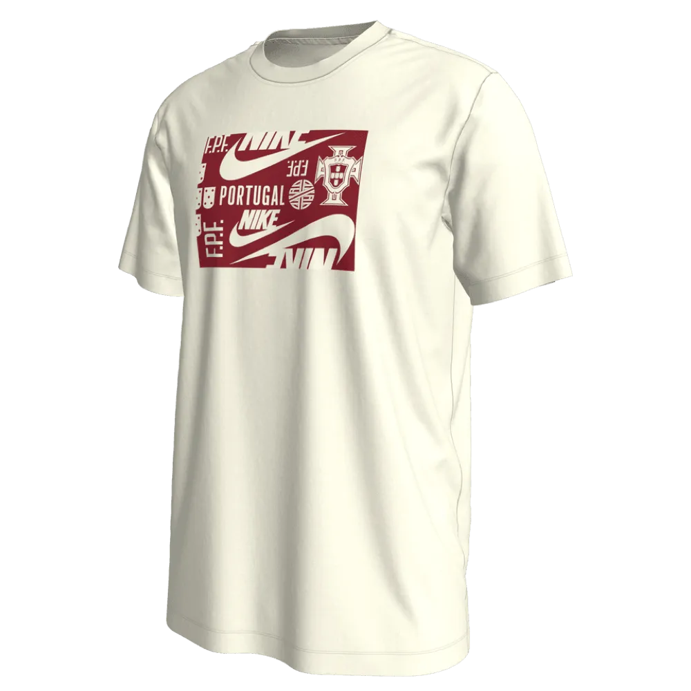 Nike 2022-23 Portugal Original Tee - Light Beige-Burgundy (Front)