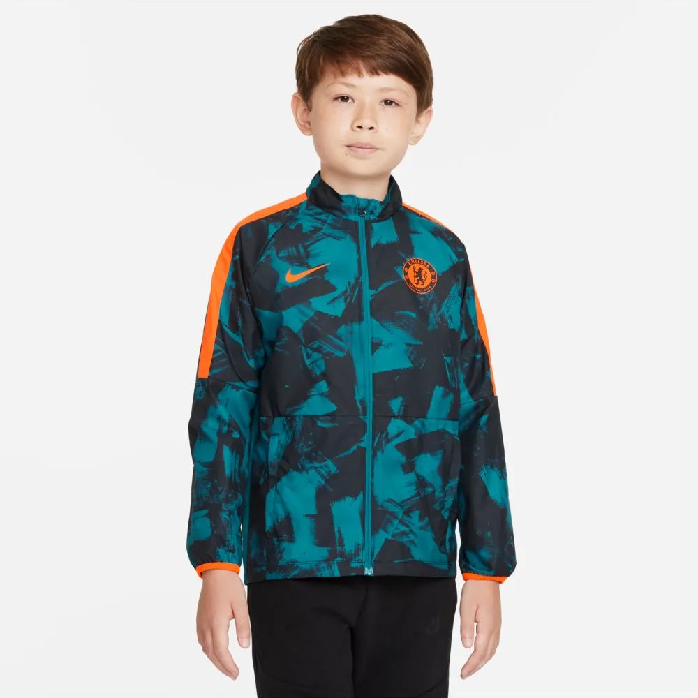 Nike 2021-22 Chelsea Youth Dry Repellent AWF Jacket - Blustery-Black (Model - Front)
