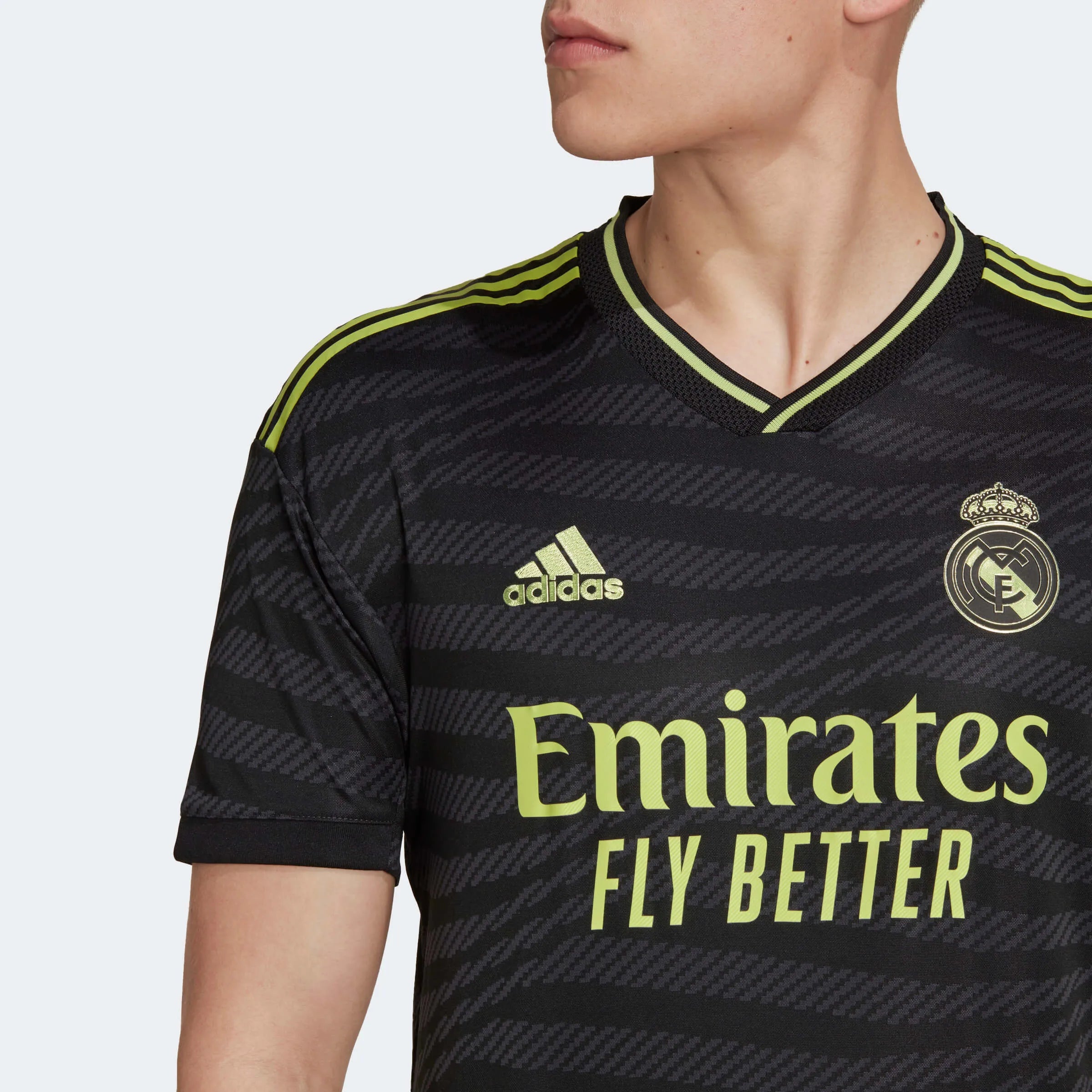adidas 2022-23 Real Madrid Authentic Third Jersey - Black-Neon (Detail 1)