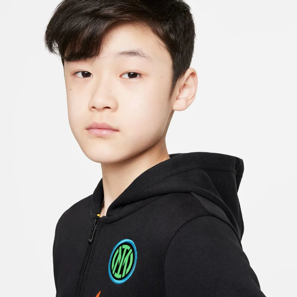 Nike 2021-22 Inter Milan Youth NSW Full-Zip Club Hoodie - Black (Detail 1)