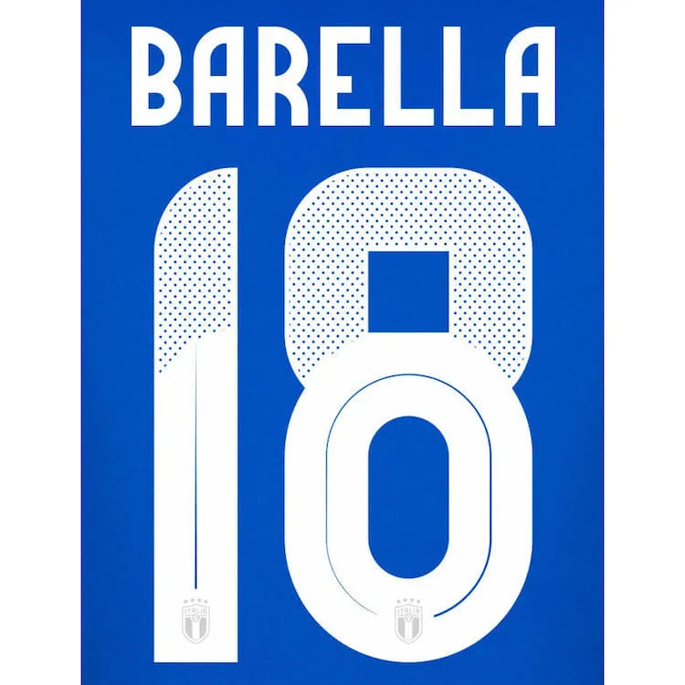 Italy 2024 25 Home Barella #18 Jersey Name Set (Back)