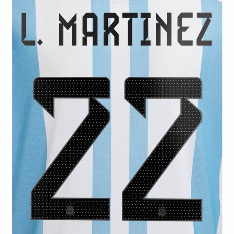 Argentina 2022-23 Home L. Martinez #22 Youth Jersey Name Set (Back)