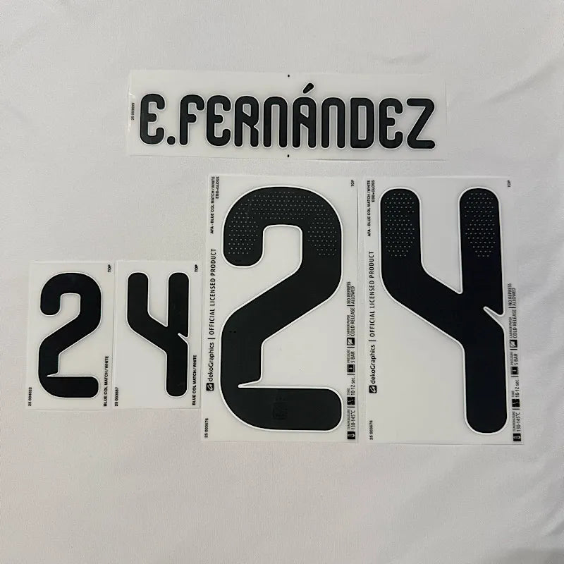 Argentina 2026- Home E.FERNANDEZ #24 Youth Official Name Set
