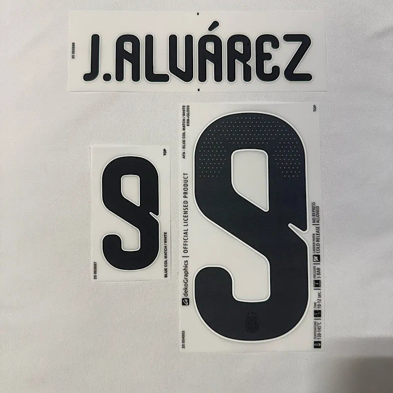 Argentina 2026- Home J. ALVAREZ #9 Youth Official Name Set