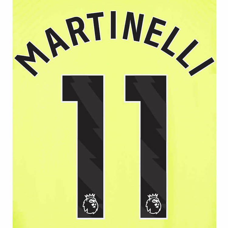 Arsenal 2023-Away Martinelli #11 Jersey Name Set-Black (Back)
