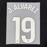 Atletico Madrid 2024/25 Home J. ALVAREZ #19 Jersey Name Set