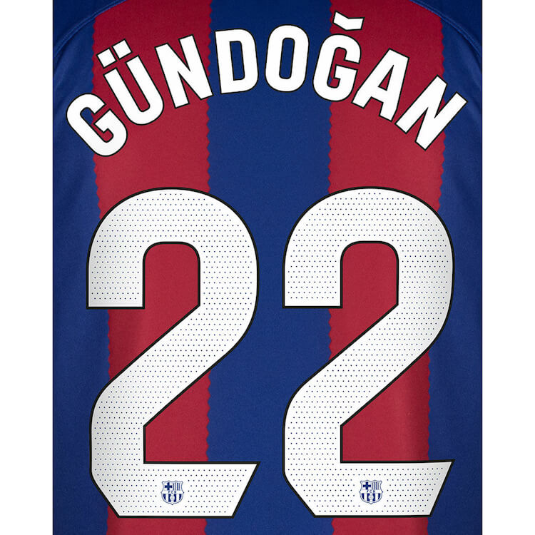 Barcelona 2023 24 Home Gundogan #22 Jersey Name Set (Back)